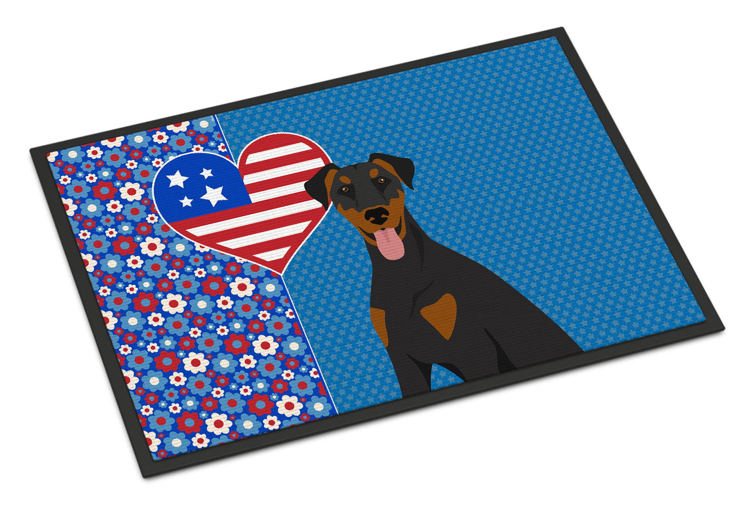 Buy this Natural Ear Black and Tan Doberman Pinscher USA American Indoor or Outdoor Mat 24x36