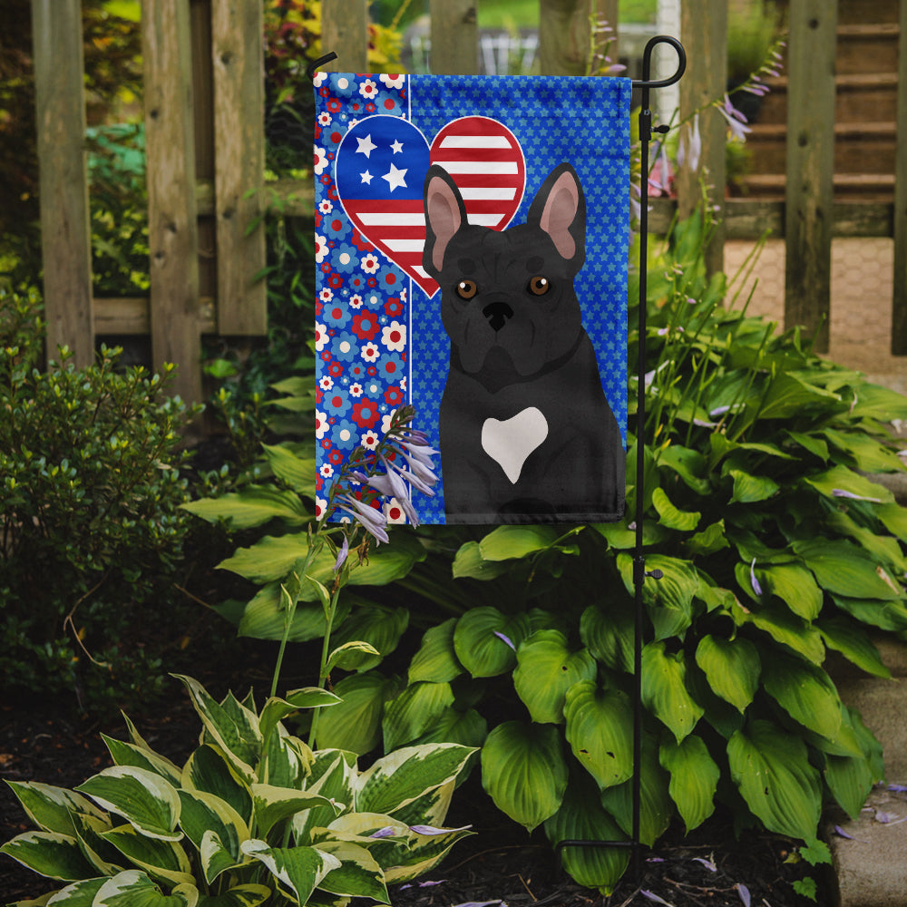 Black French Bulldog USA American Flag Garden Size  the-store.com.