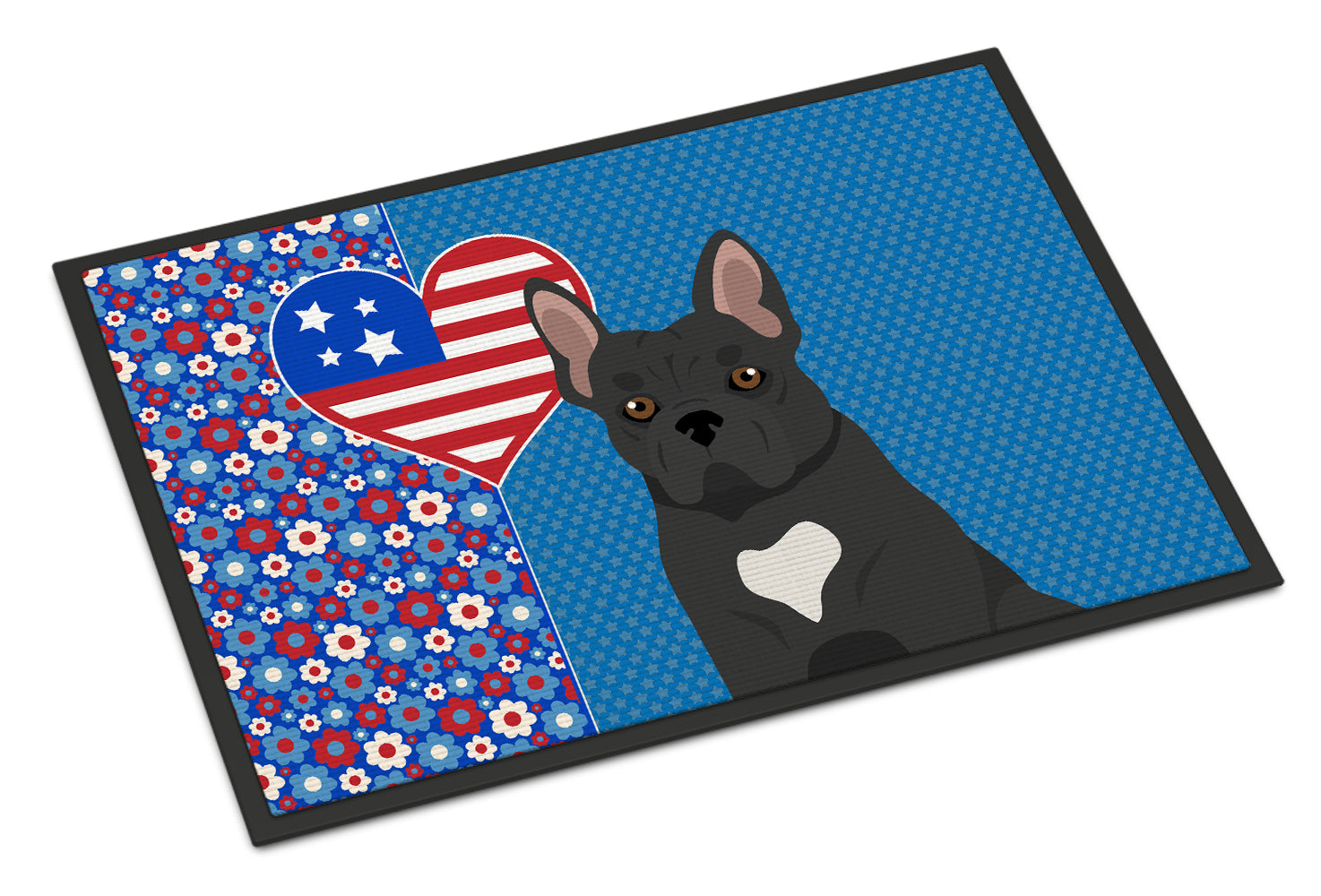 Buy this Black French Bulldog USA American Indoor or Outdoor Mat 24x36