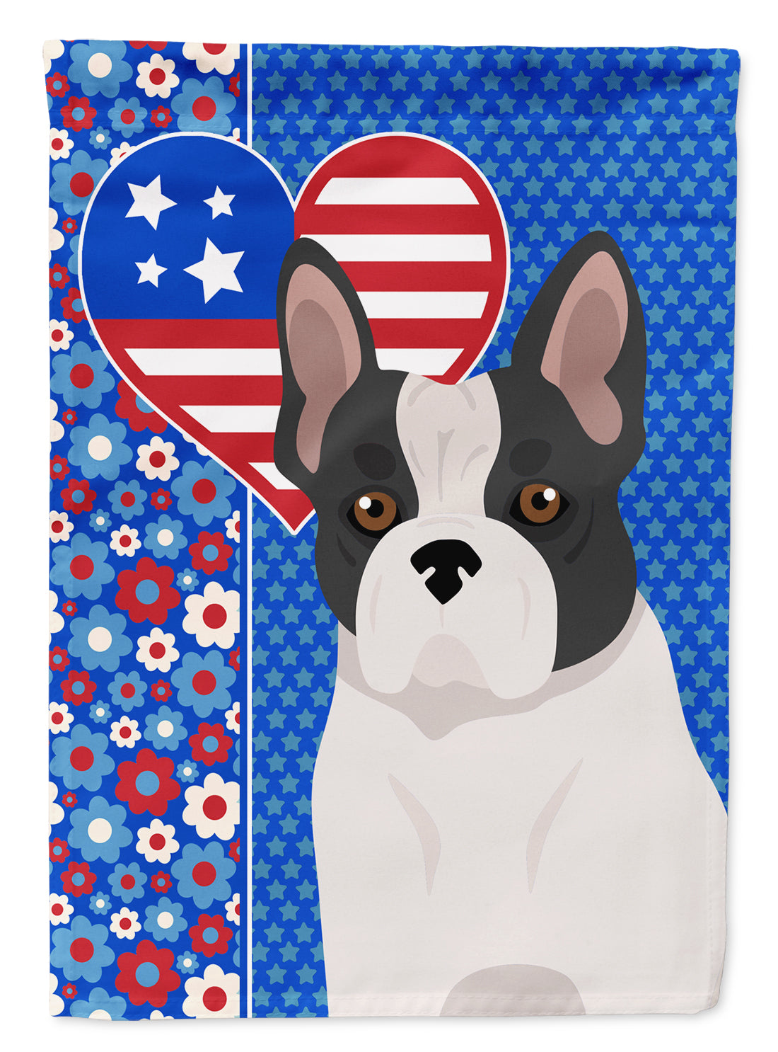 Black and White French Bulldog USA American Flag Garden Size  the-store.com.