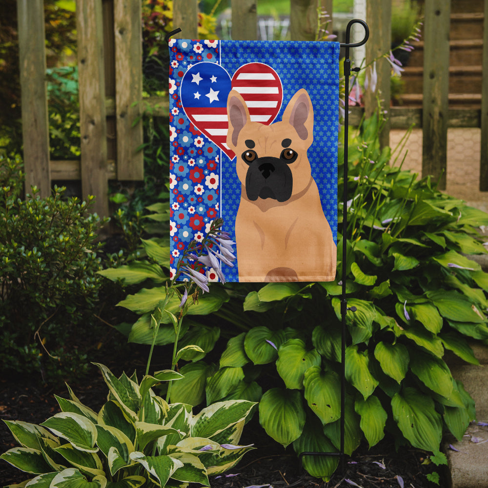 Fawn French Bulldog USA American Flag Garden Size  the-store.com.