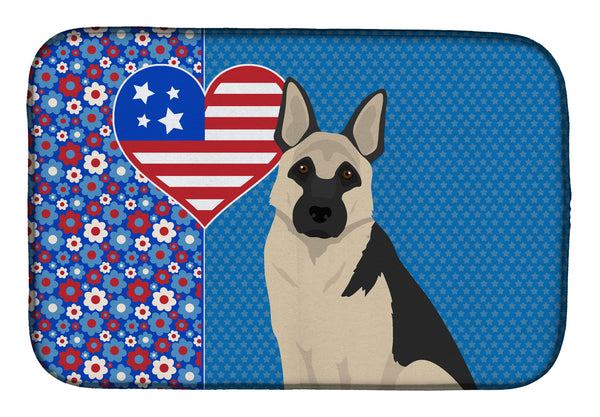 Black and Silver German Shepherd USA American Dish Drying Mat  the-store.com.