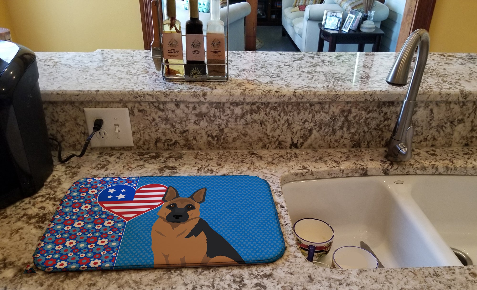 Black and Tan German Shepherd USA American Dish Drying Mat  the-store.com.