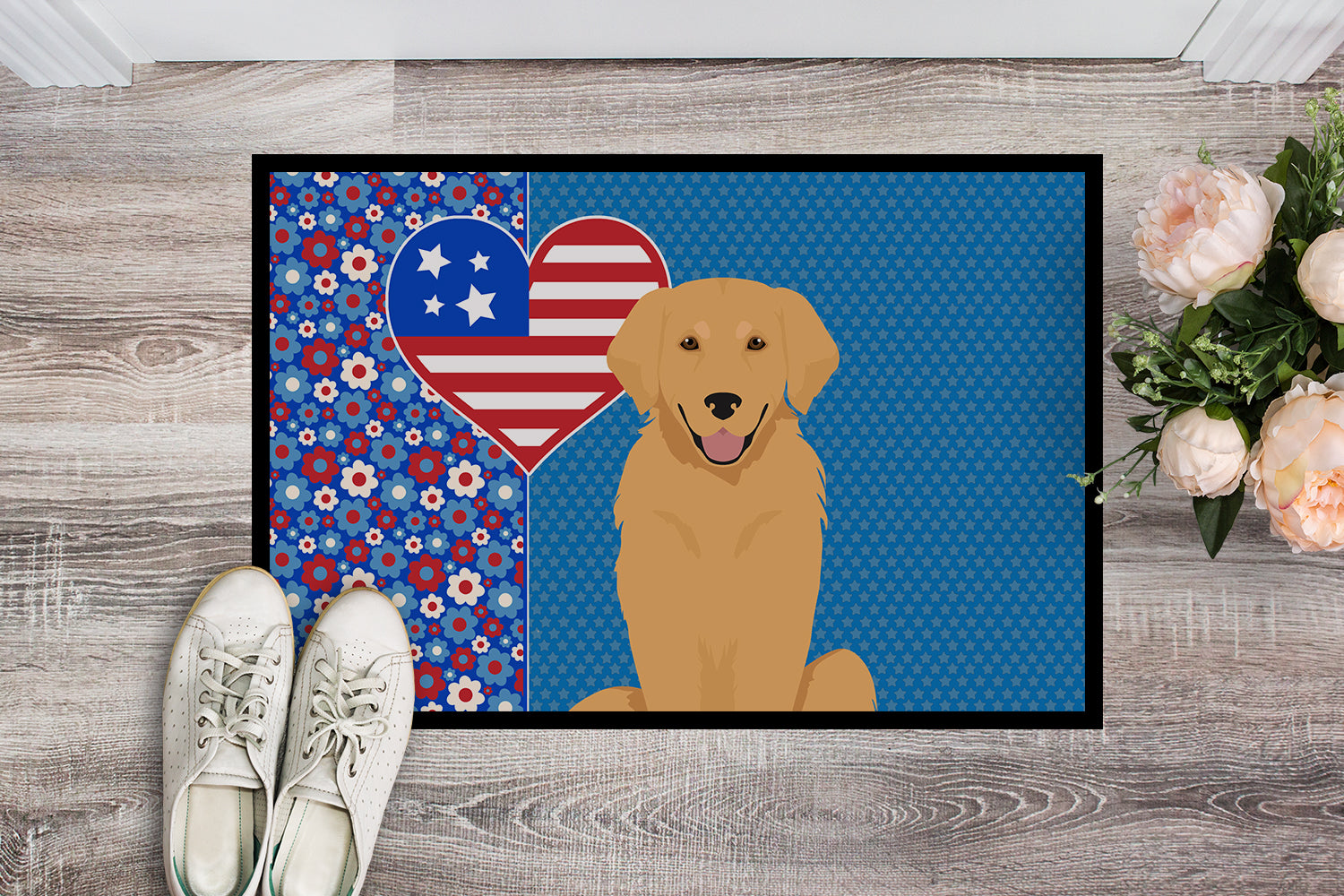 Buy this Gold Golden Retriever USA American Indoor or Outdoor Mat 24x36