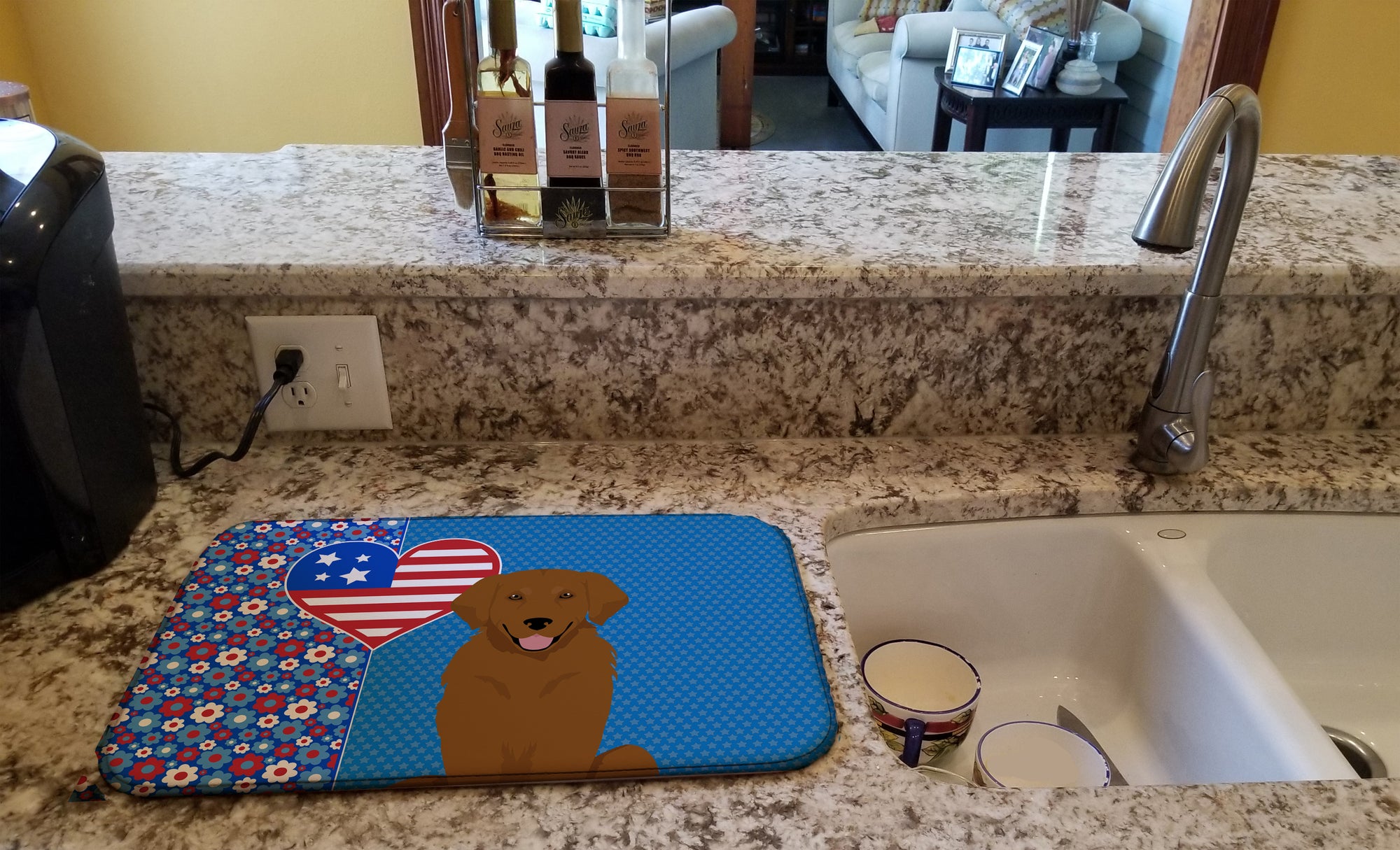 Mahogany Golden Retriever USA American Dish Drying Mat  the-store.com.