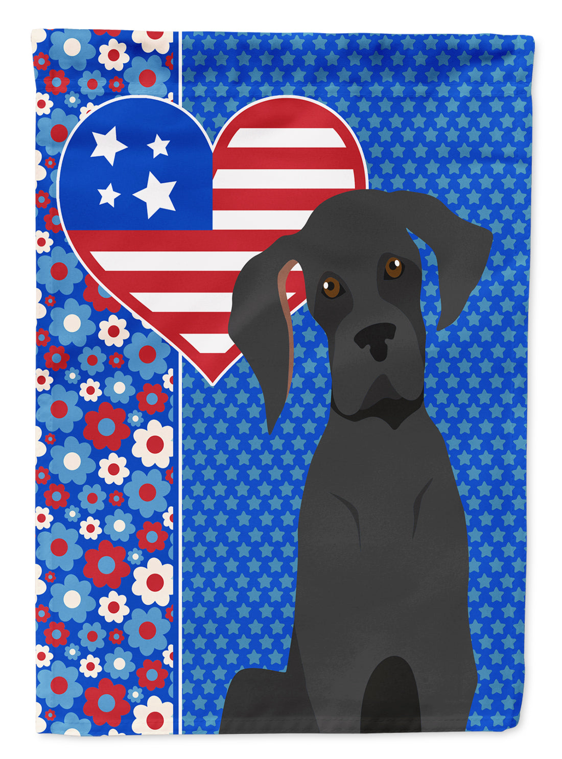 Black Great Dane USA American Flag Garden Size  the-store.com.