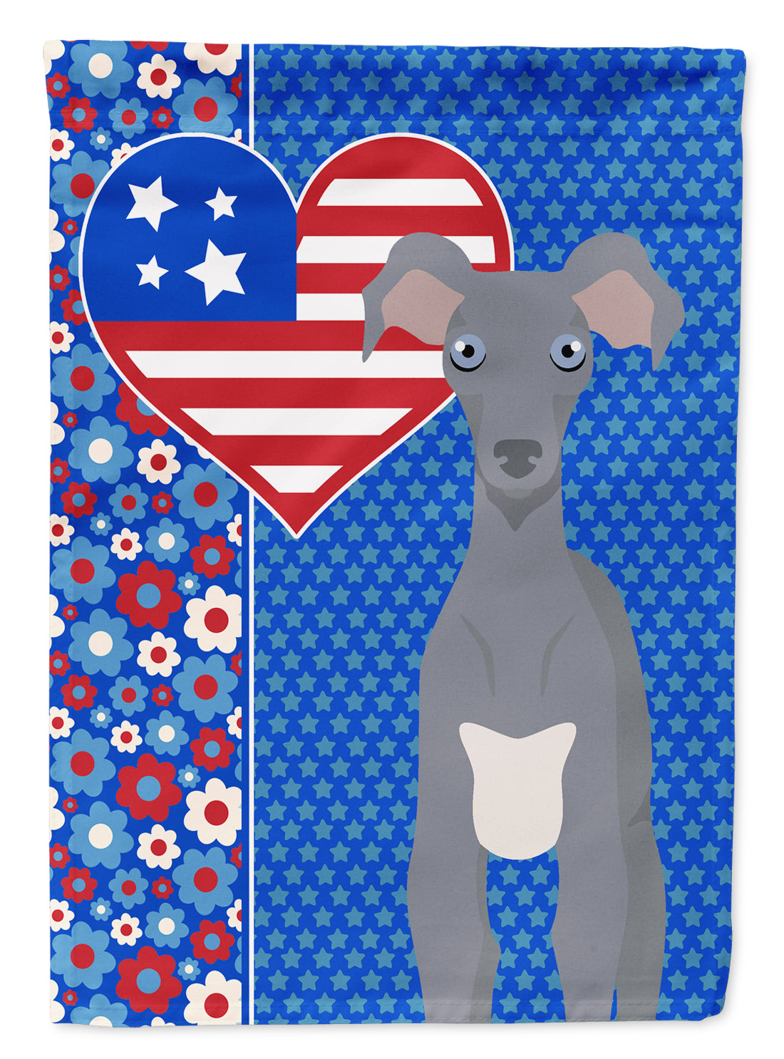 Gray Italian Greyhound USA American Flag Garden Size  the-store.com.