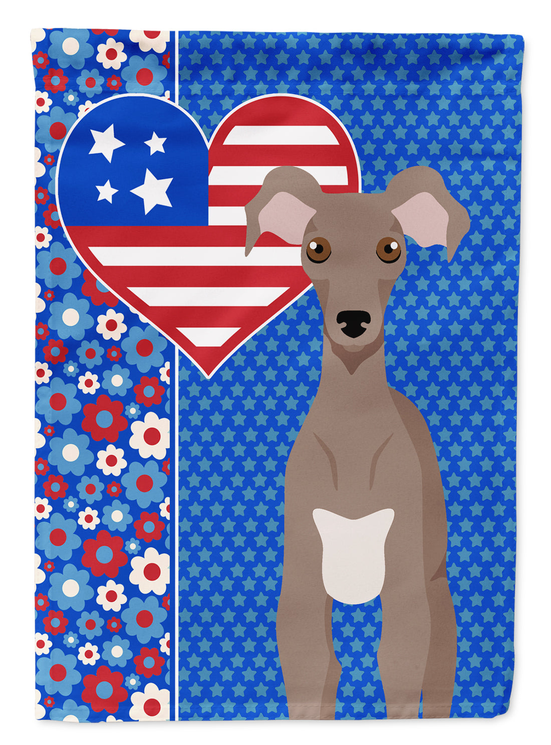 Fawn Italian Greyhound USA American Flag Garden Size  the-store.com.