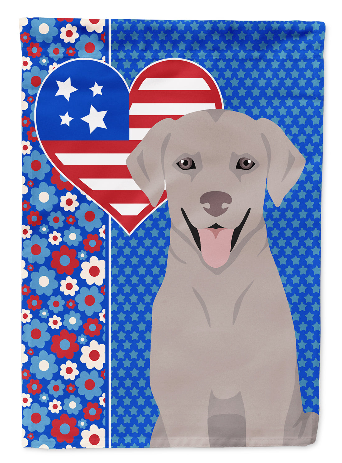 Gray Labrador Retriever USA American Flag Garden Size  the-store.com.