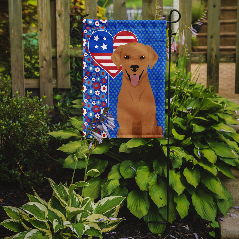 Red Fox Labrador Retriever USA American Flag Garden Size  the-store.com.