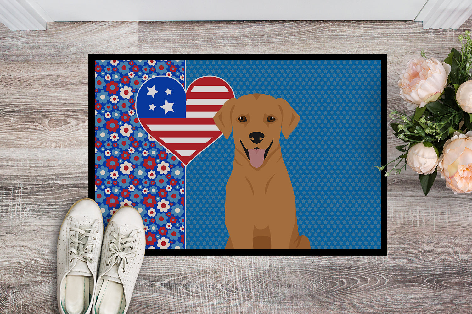 Red Fox Labrador Retriever USA American Indoor or Outdoor Mat 24x36 - the-store.com