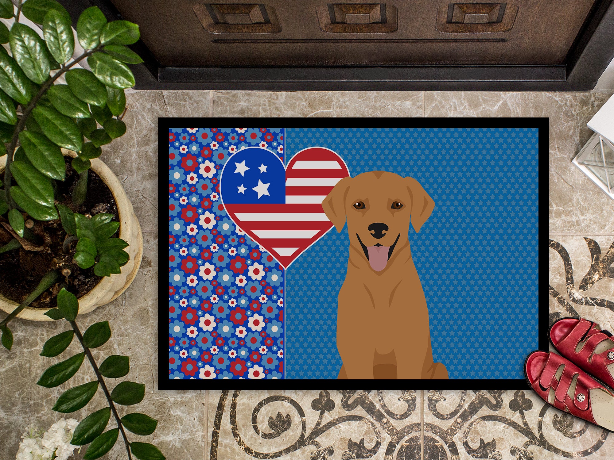 Red Fox Labrador Retriever USA American Indoor or Outdoor Mat 24x36 - the-store.com