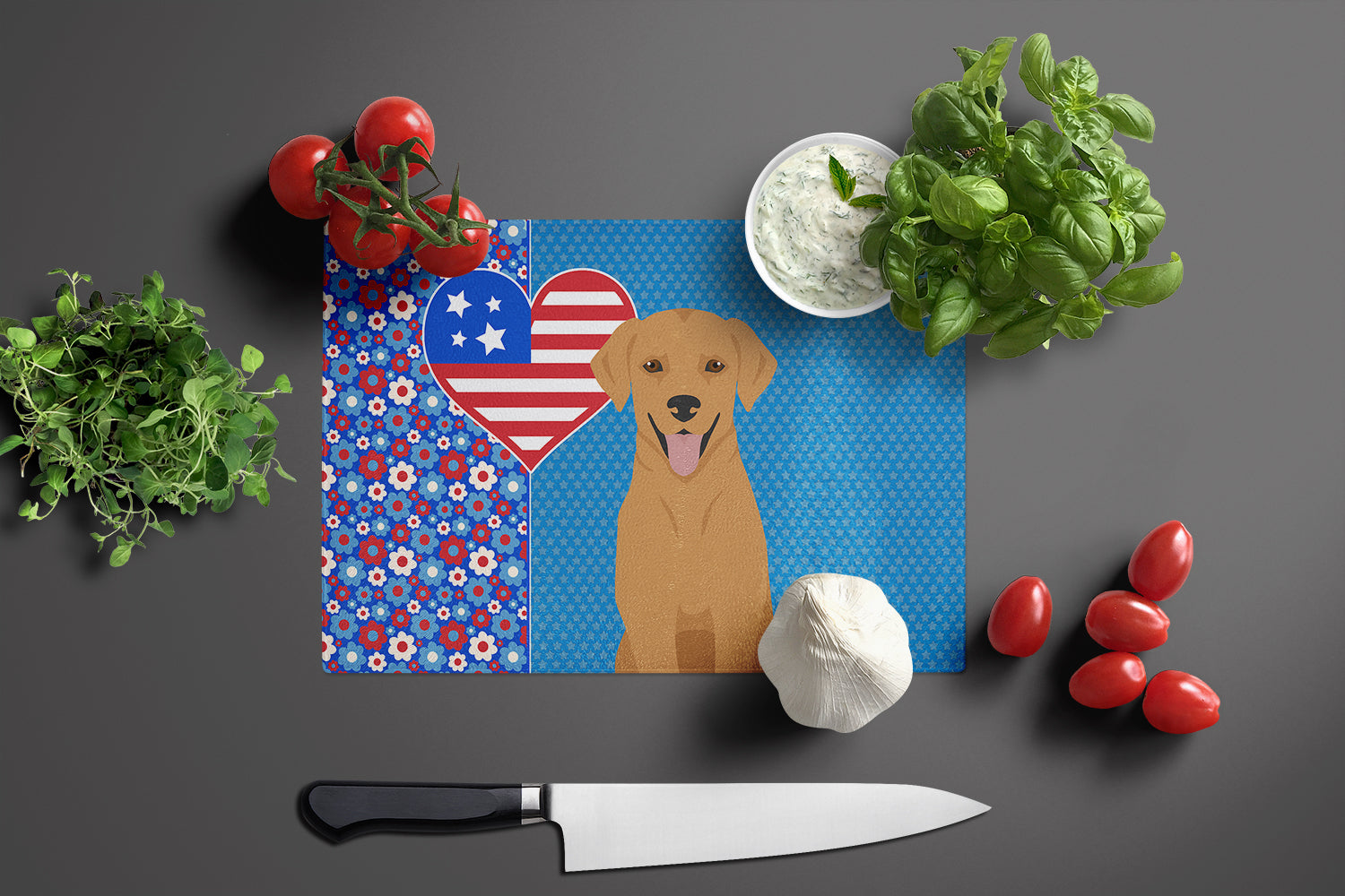 Red Fox Labrador Retriever USA American Glass Cutting Board Large - the-store.com