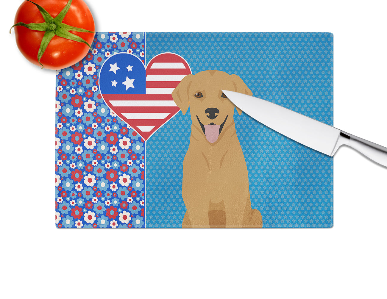 Red Fox Labrador Retriever USA American Glass Cutting Board Large - the-store.com