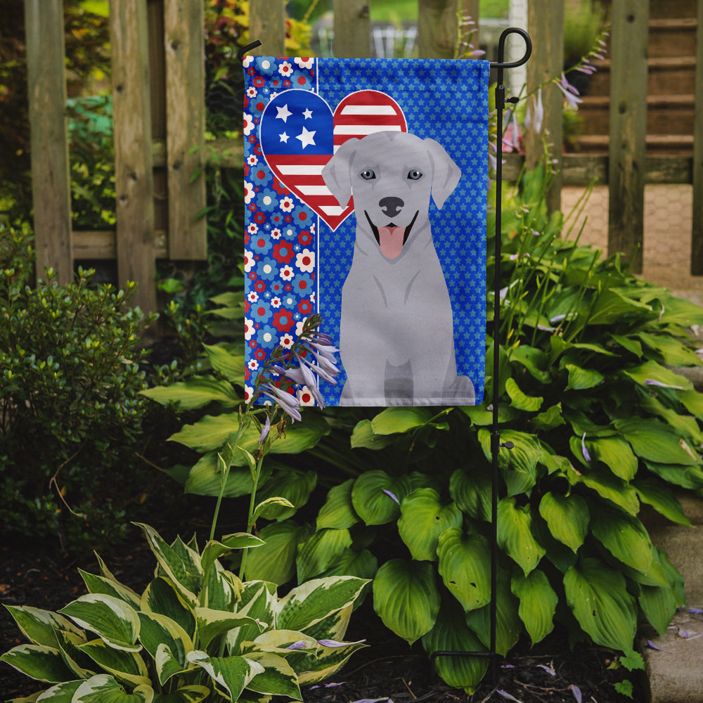 Silver Labrador Retriever USA American Flag Garden Size  the-store.com.