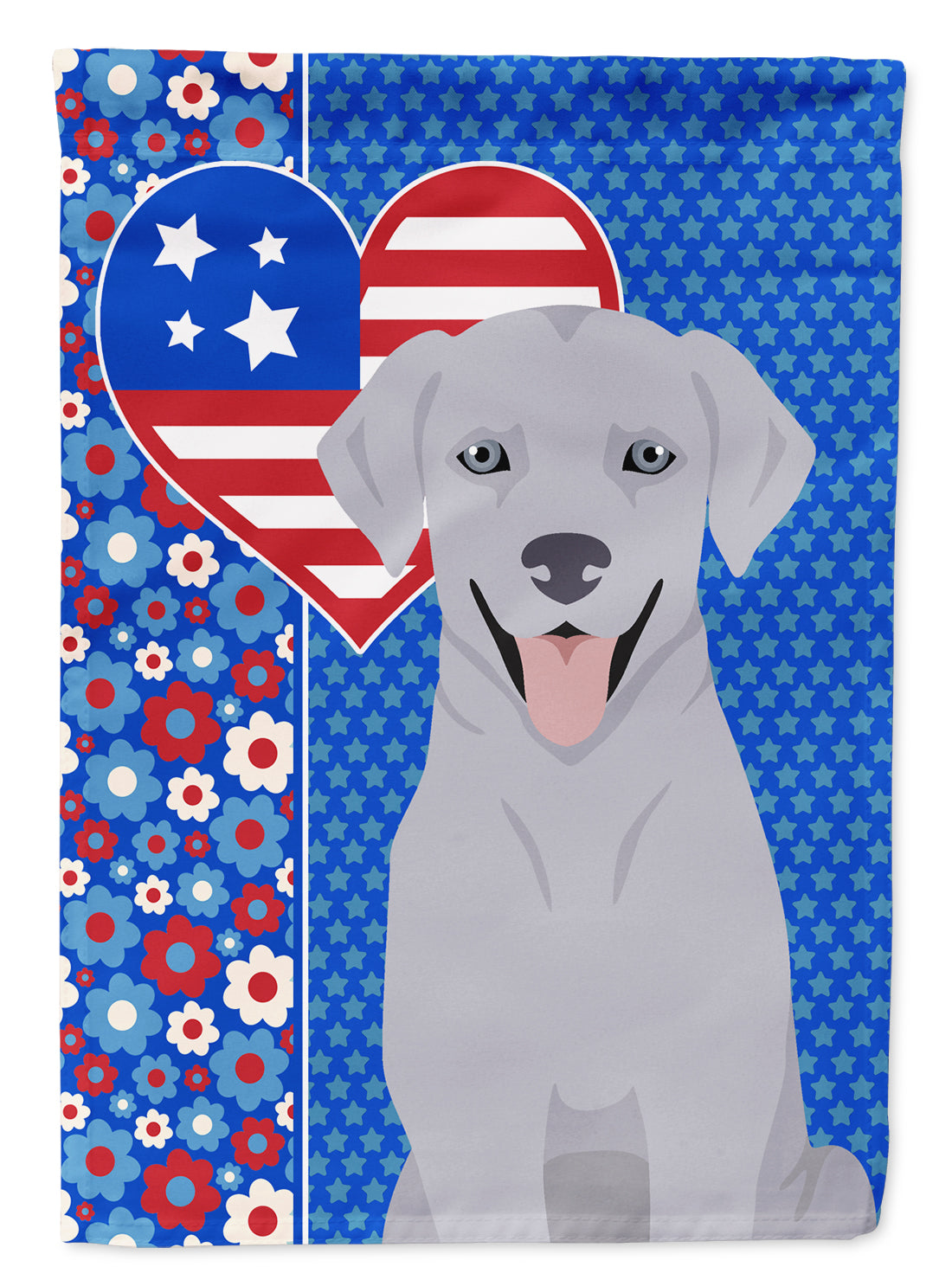 Silver Labrador Retriever USA American Flag Garden Size  the-store.com.