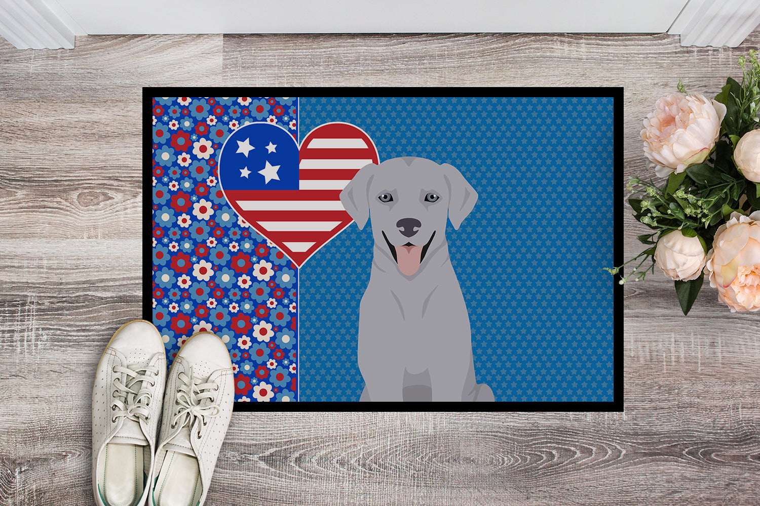 Silver Labrador Retriever USA American Indoor or Outdoor Mat 24x36 - the-store.com