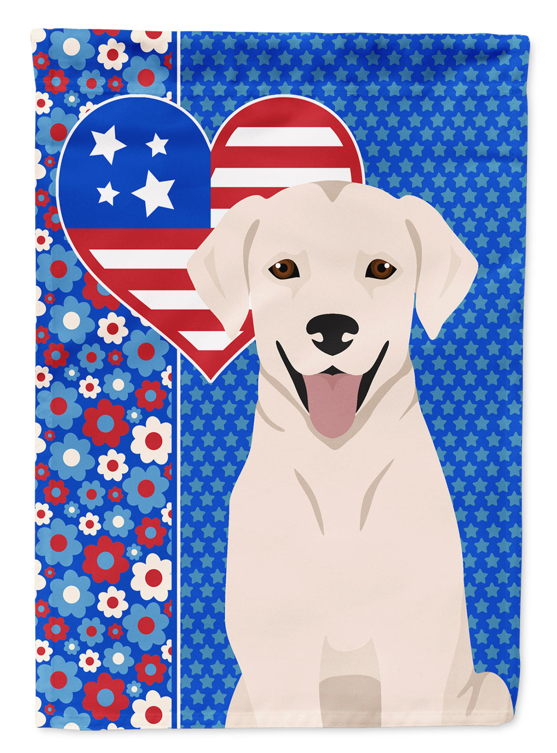 White Cream Labrador Retriever USA American Flag Garden Size  the-store.com.