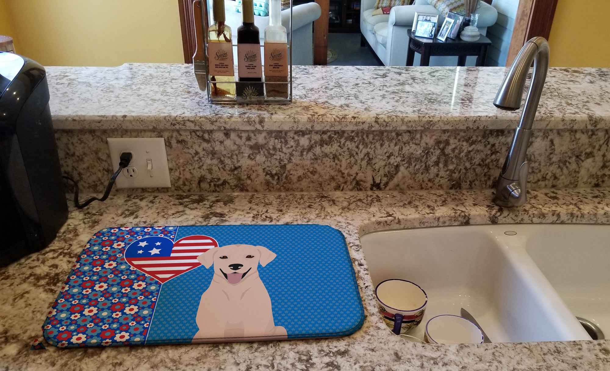 Yellow Labrador Retriever USA American Dish Drying Mat  the-store.com.