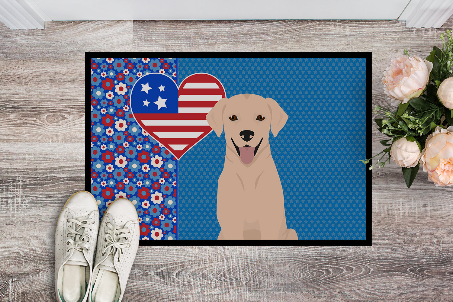 Yellow Labrador Retriever USA American Indoor or Outdoor Mat 24x36 - the-store.com