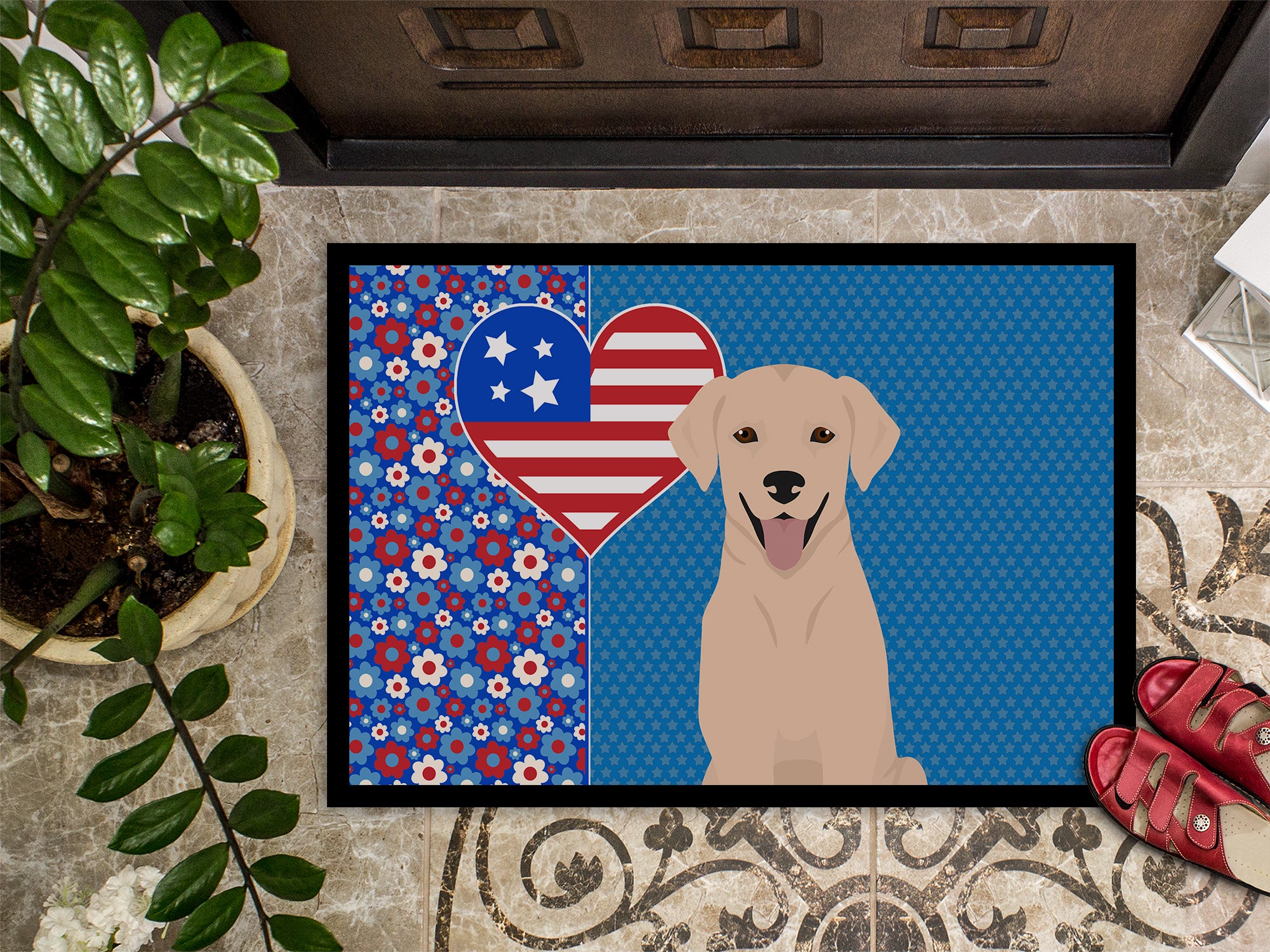 Yellow Labrador Retriever USA American Indoor or Outdoor Mat 24x36 - the-store.com