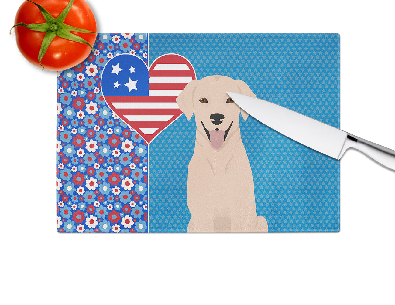 Yellow Labrador Retriever USA American Glass Cutting Board Large - the-store.com