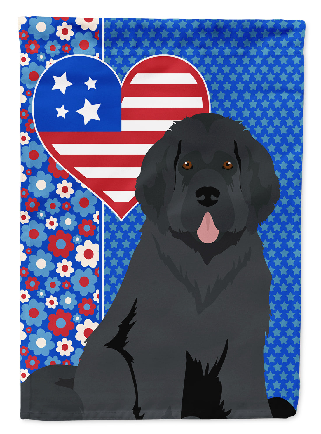 Black Newfoundland USA American Flag Garden Size  the-store.com.