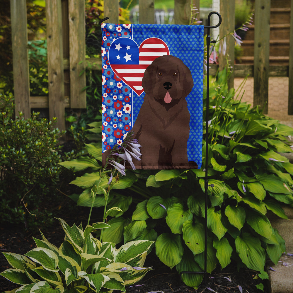 Brown Newfoundland USA American Flag Garden Size  the-store.com.