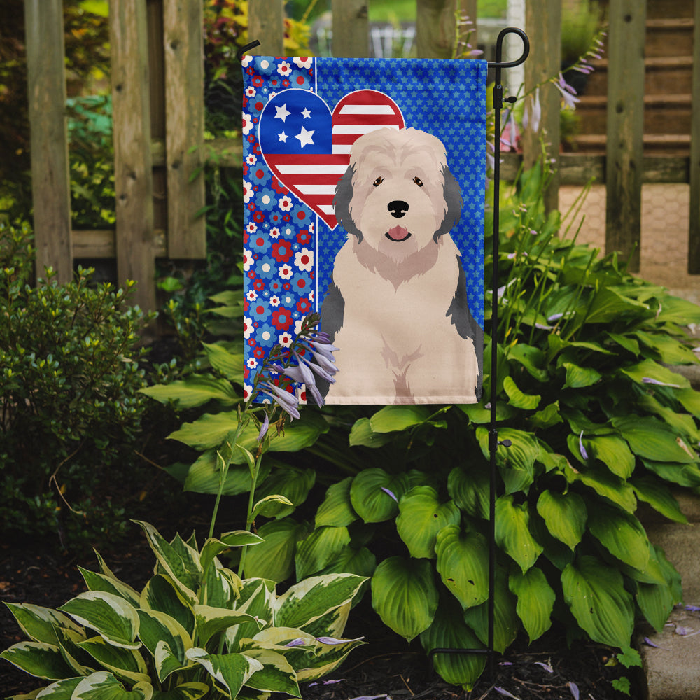 Old English Sheepdog USA American Flag Garden Size  the-store.com.