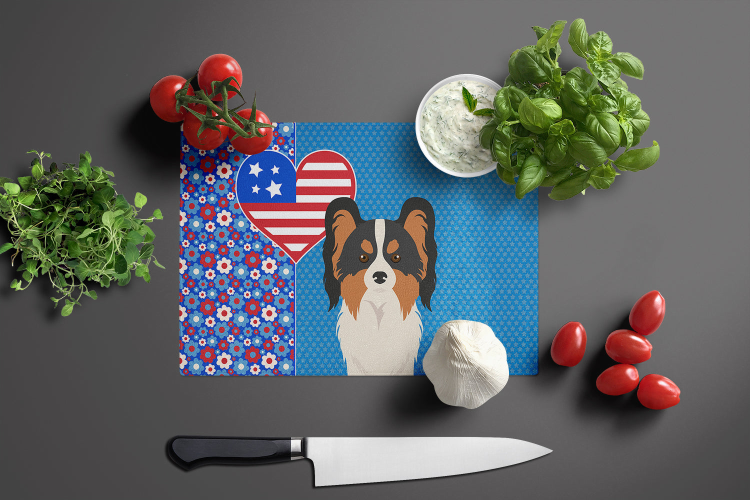 Tricolor Papillon USA American Glass Cutting Board Large - the-store.com