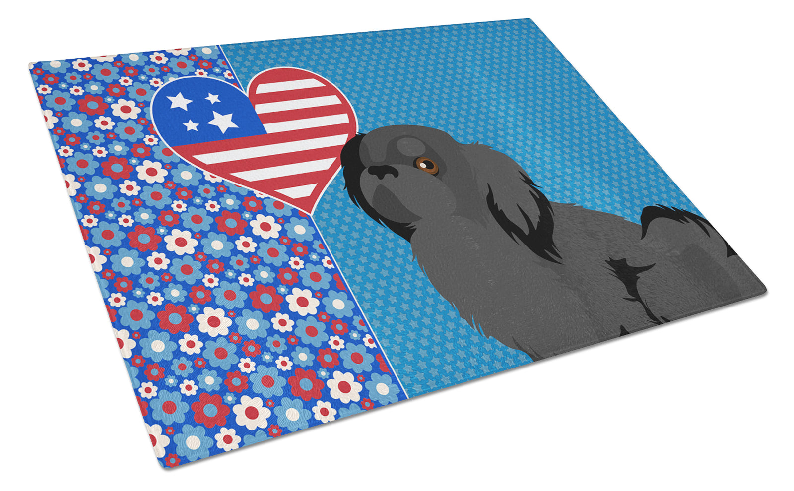 Buy this Black Pekingese USA American Glass Cutting Board Large