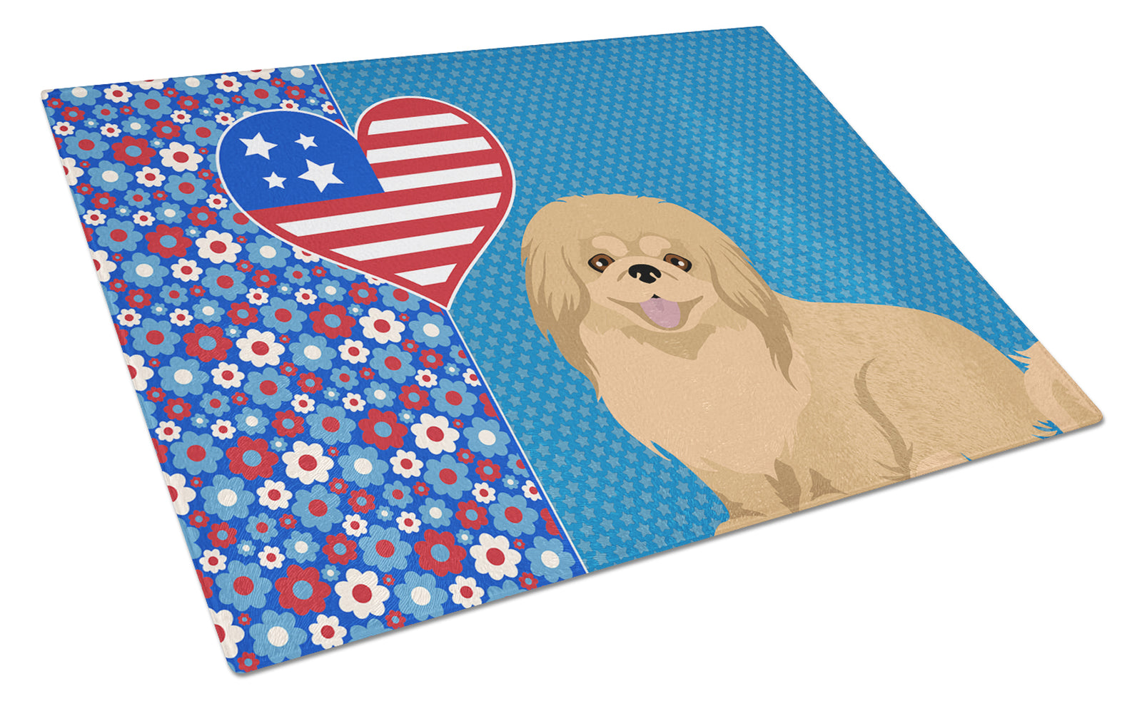 Buy this Gold Pekingese USA American Glass Cutting Board Large