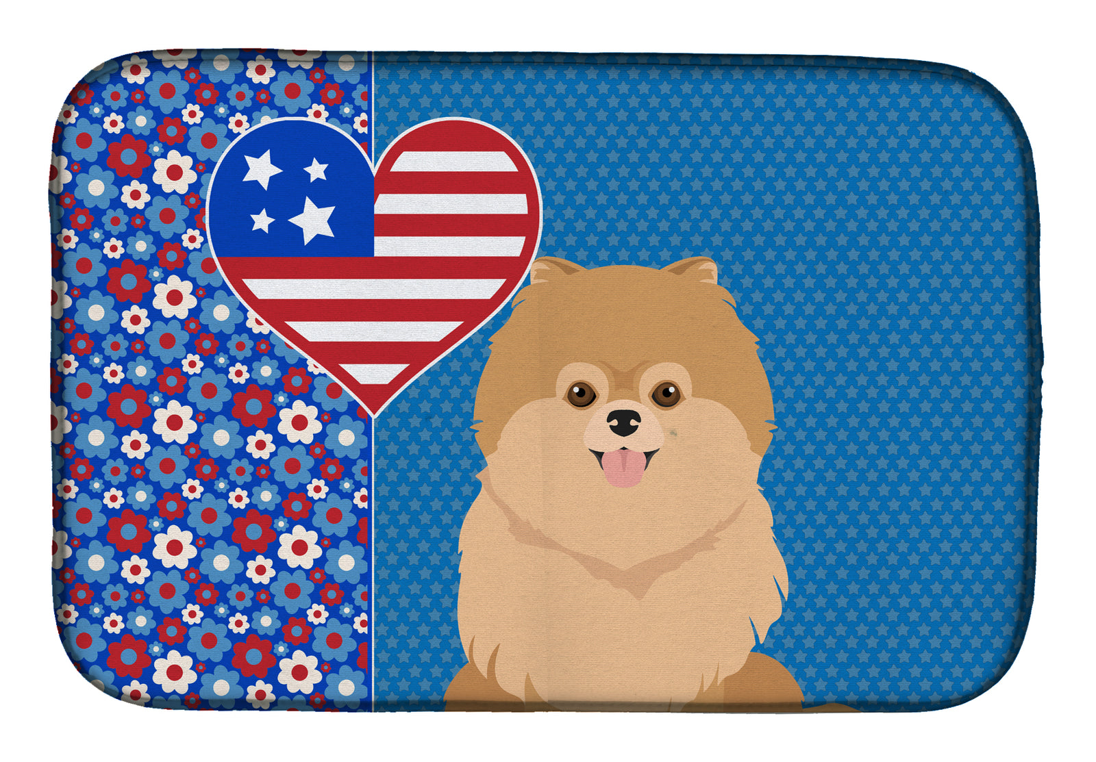 Orange Pomeranian USA American Dish Drying Mat  the-store.com.