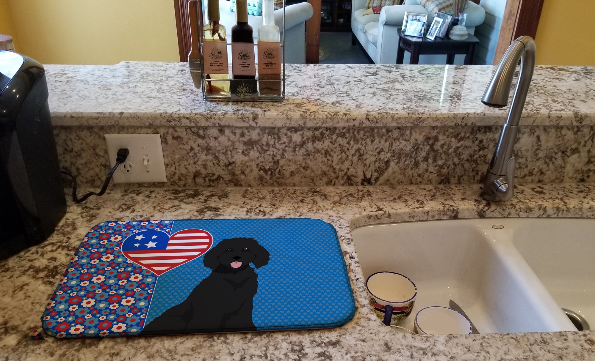 Standard Black Poodle USA American Dish Drying Mat  the-store.com.