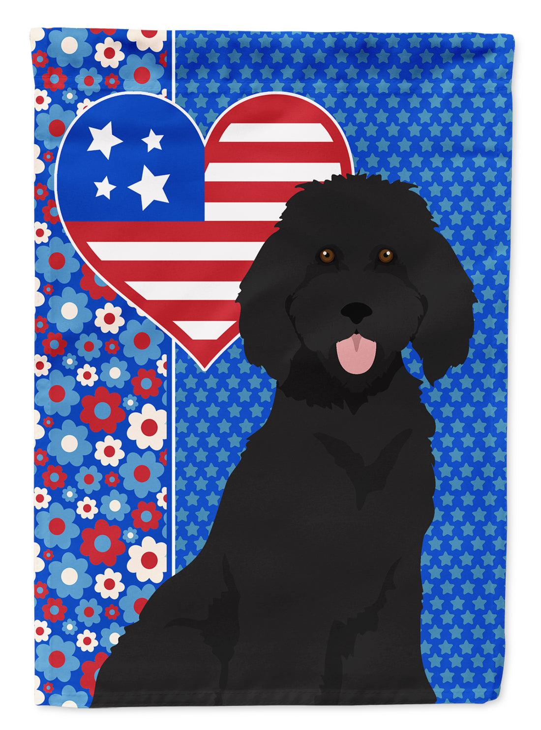 Standard Black Poodle USA American Flag Garden Size  the-store.com.