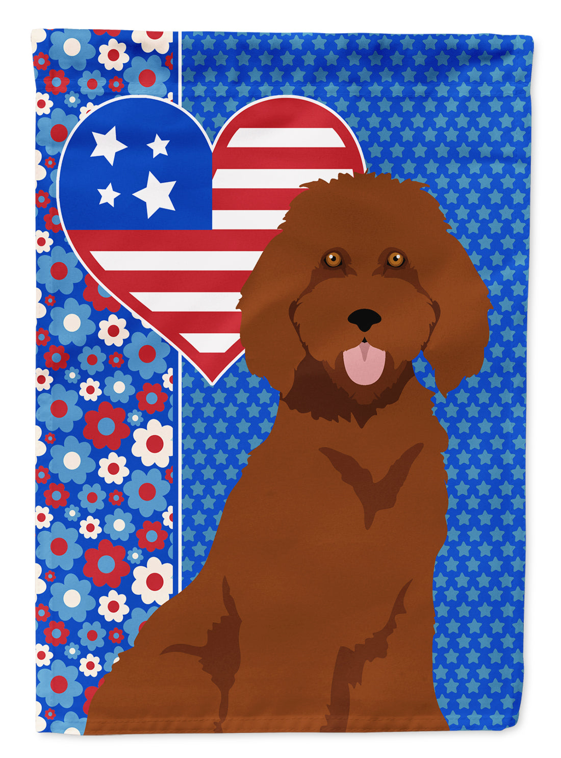 Standard Red Poodle USA American Flag Garden Size  the-store.com.