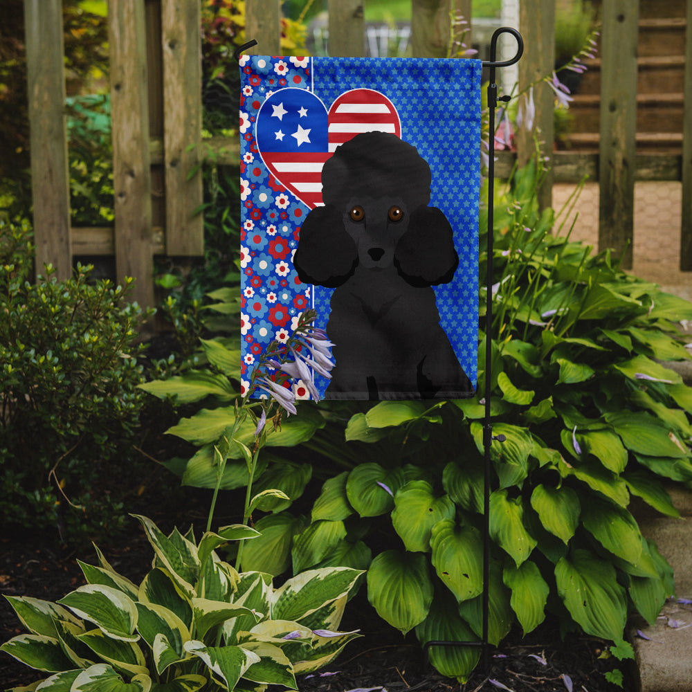 Toy Black Poodle USA American Flag Garden Size  the-store.com.