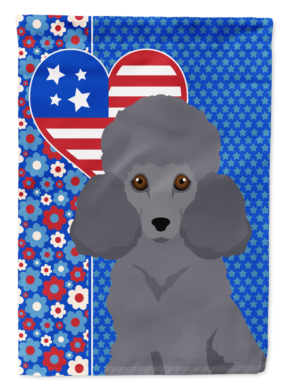 Toy Grey Poodle USA American Flag Garden Size  the-store.com.