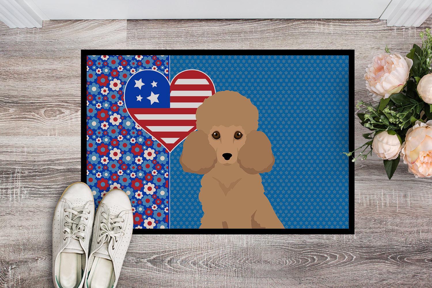 Toy Apricot Poodle USA American Indoor or Outdoor Mat 24x36 - the-store.com