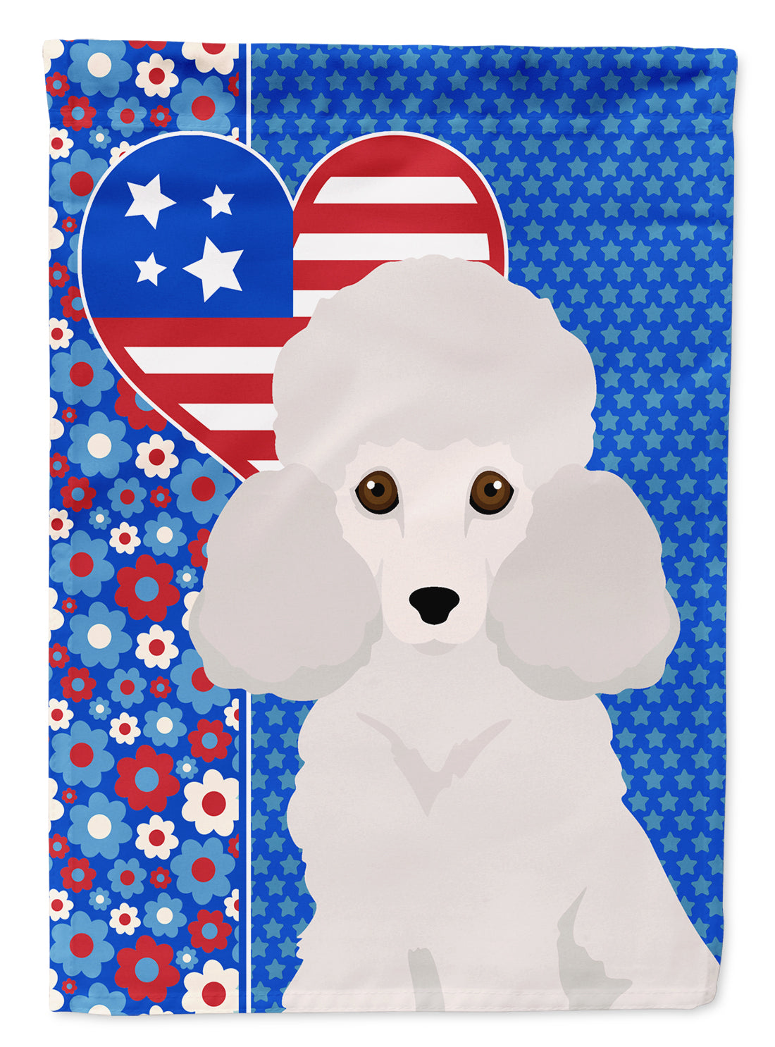 Toy White Poodle USA American Flag Garden Size  the-store.com.