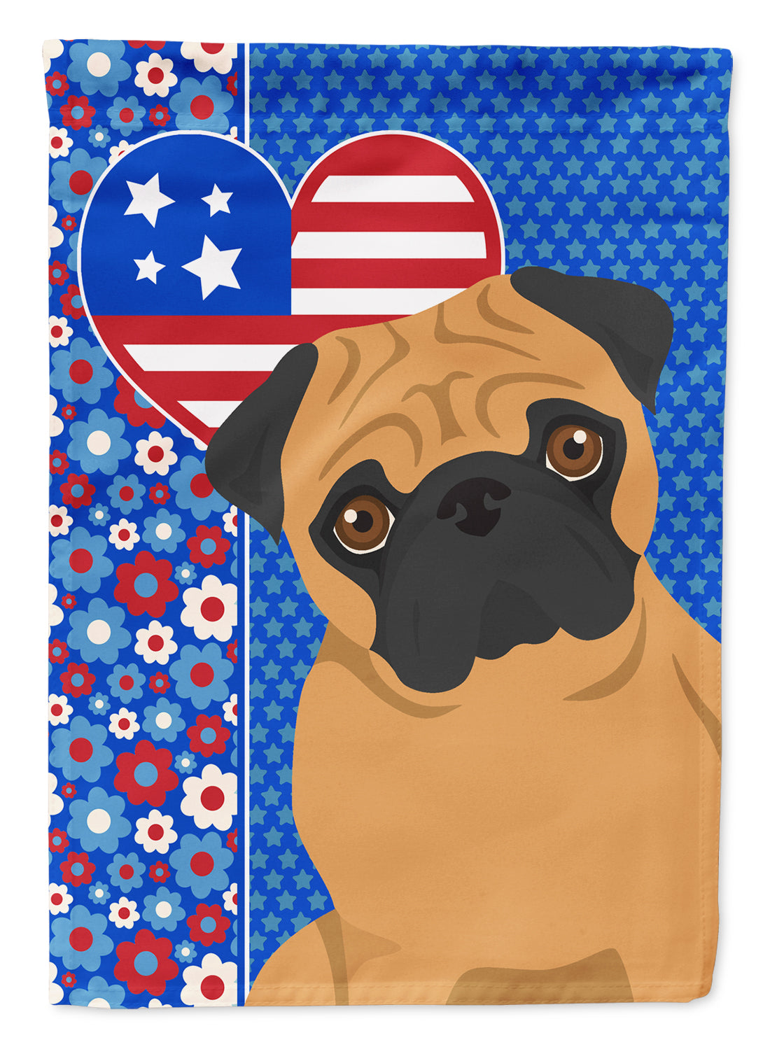 Apricot Pug USA American Flag Garden Size  the-store.com.