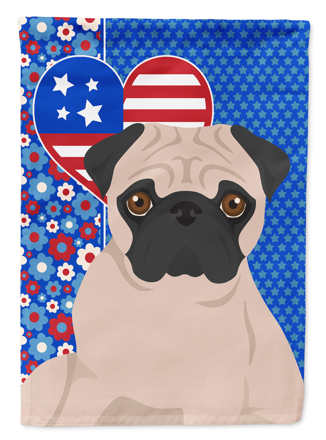 Fawn Pug USA American Flag Garden Size  the-store.com.