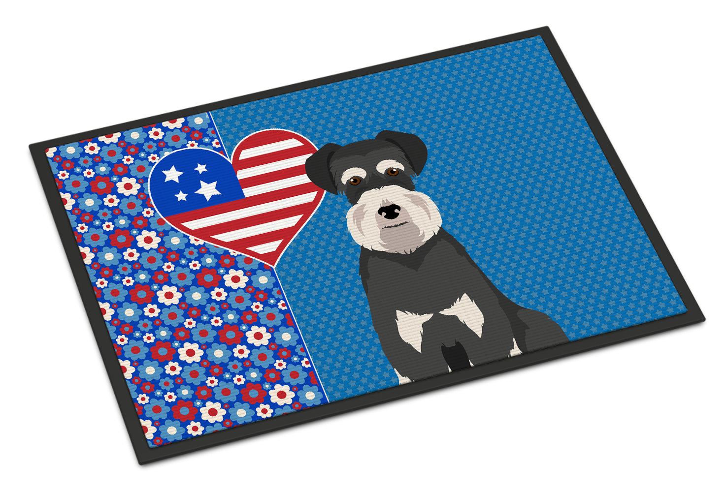 Buy this Black and Silver Natural Ears Schnauzer USA American Indoor or Outdoor Mat 24x36