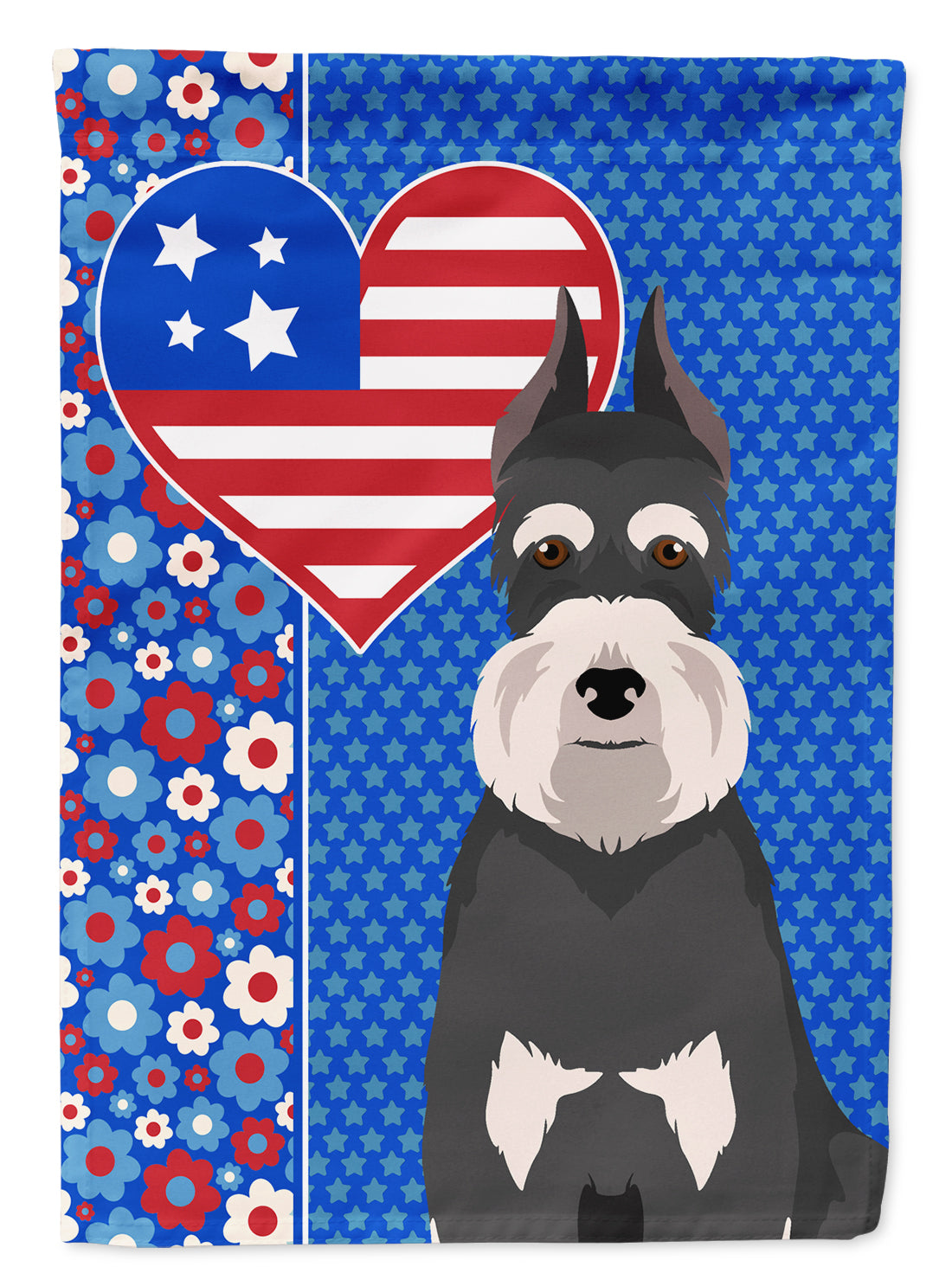 Black and Silver Schnauzer USA American Flag Garden Size  the-store.com.