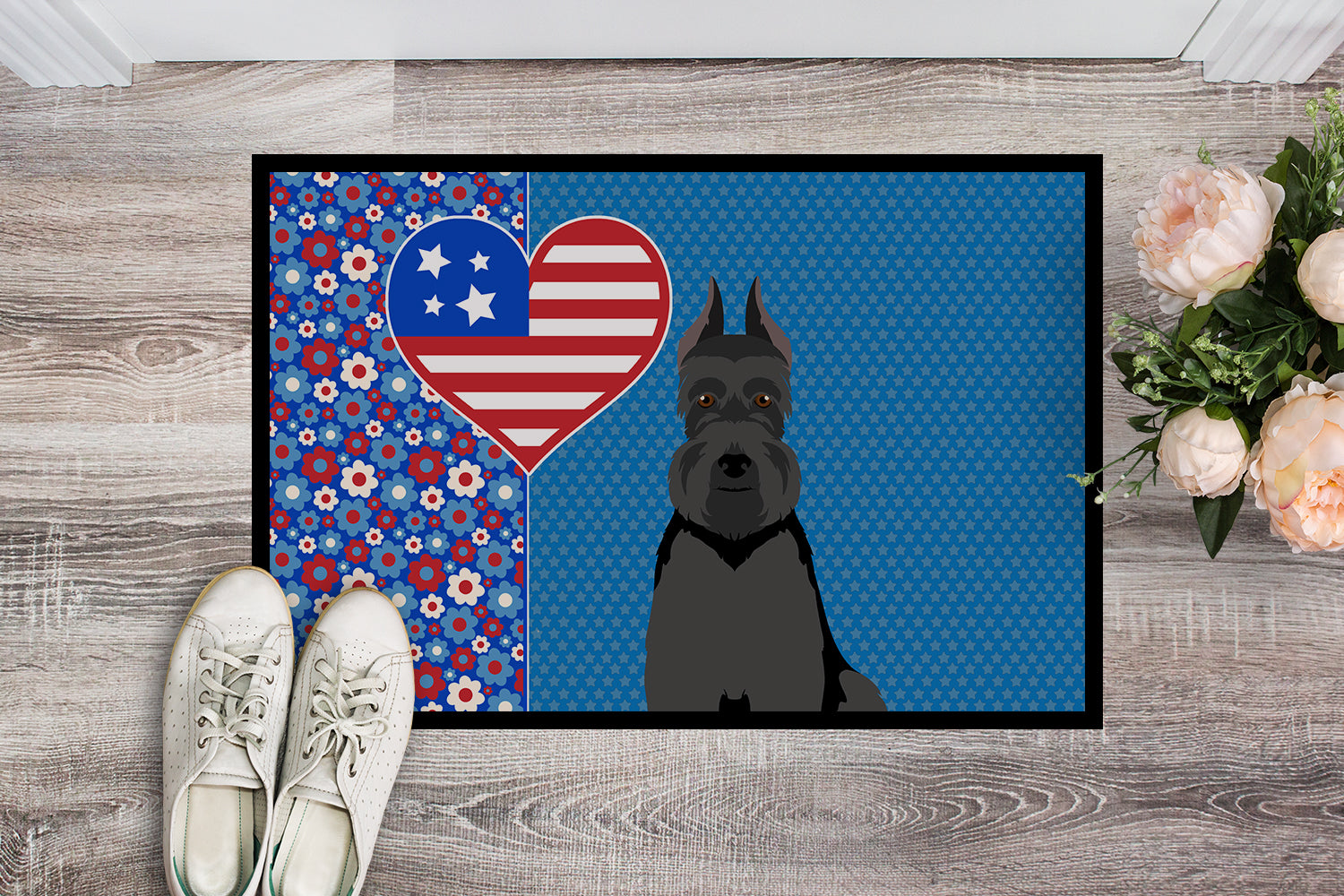 Black Schnauzer USA American Indoor or Outdoor Mat 24x36 - the-store.com