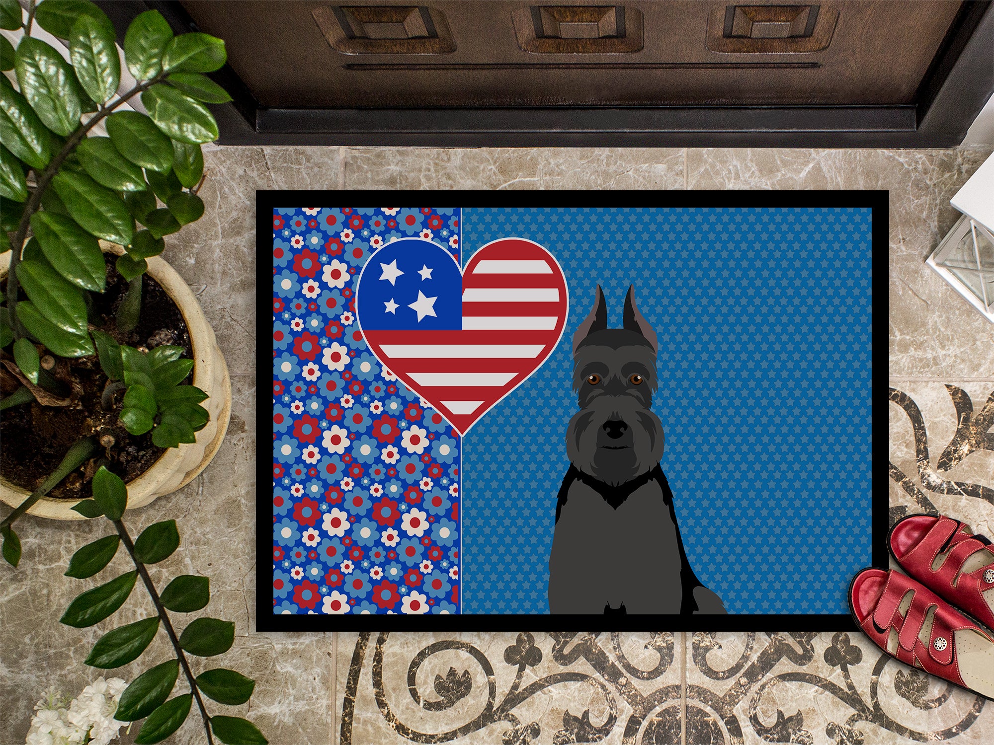 Black Schnauzer USA American Indoor or Outdoor Mat 24x36 - the-store.com