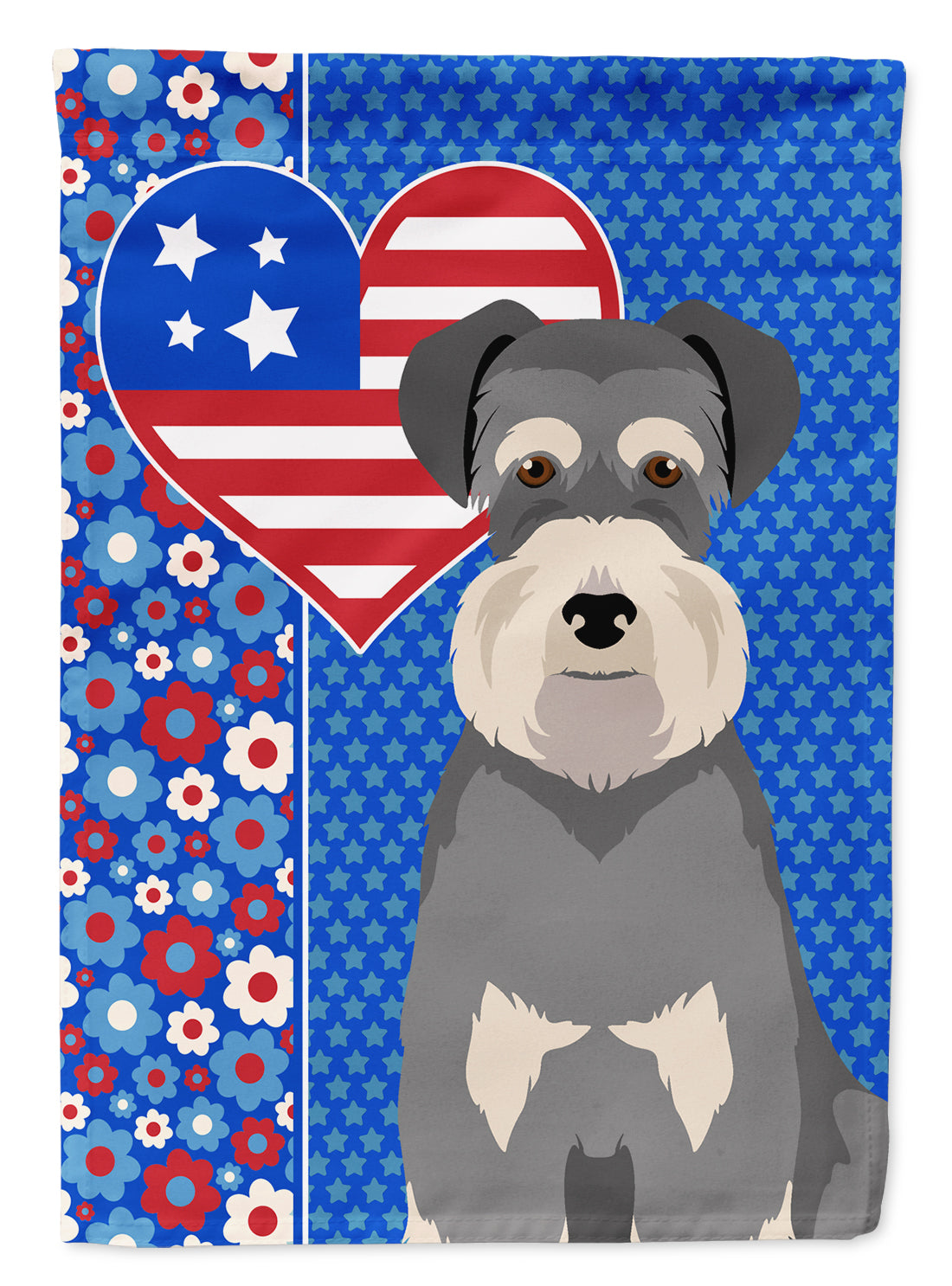 Salt Pepper Natural Ears Schnauzer USA American Flag Garden Size  the-store.com.