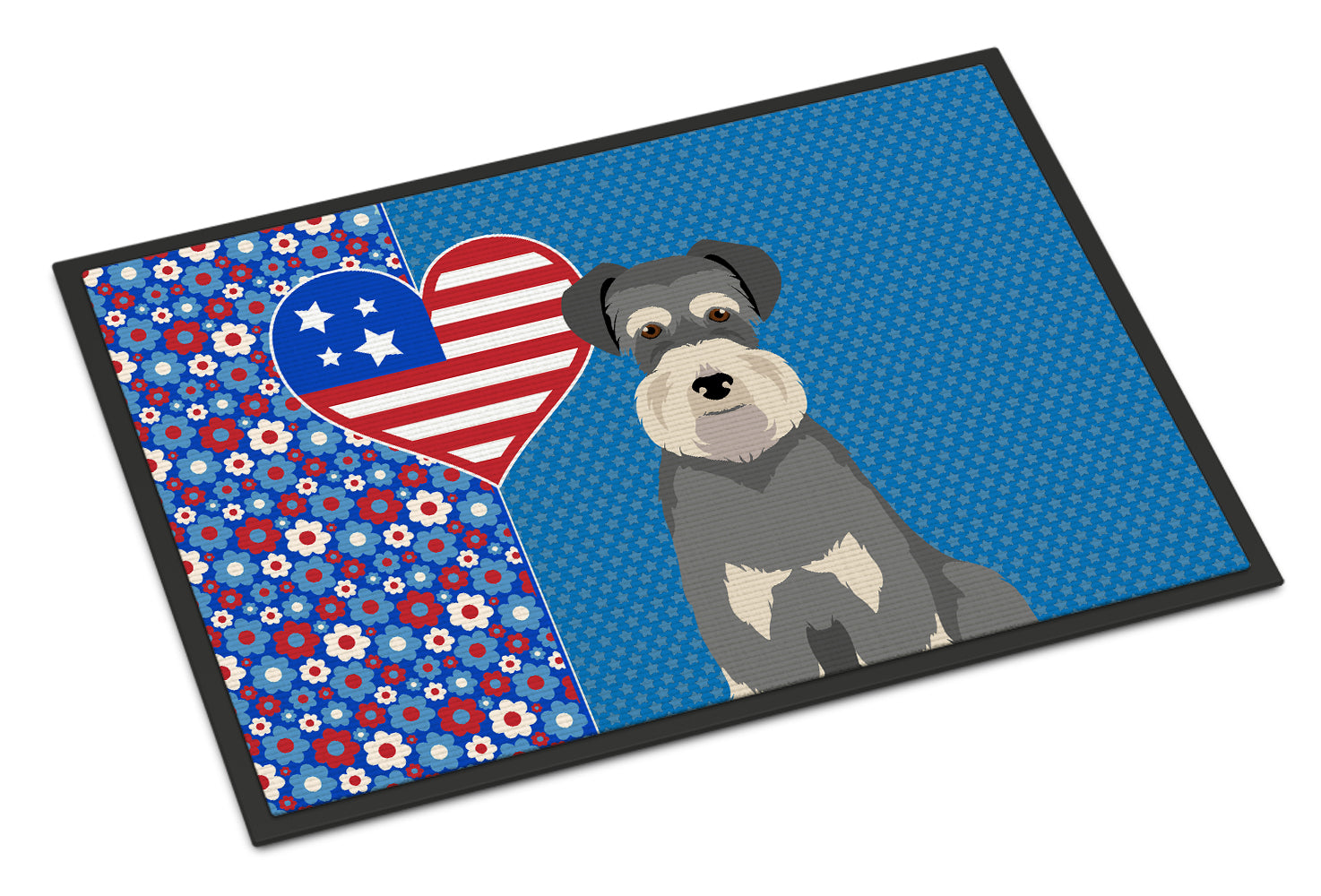 Buy this Salt Pepper Natural Ears Schnauzer USA American Indoor or Outdoor Mat 24x36