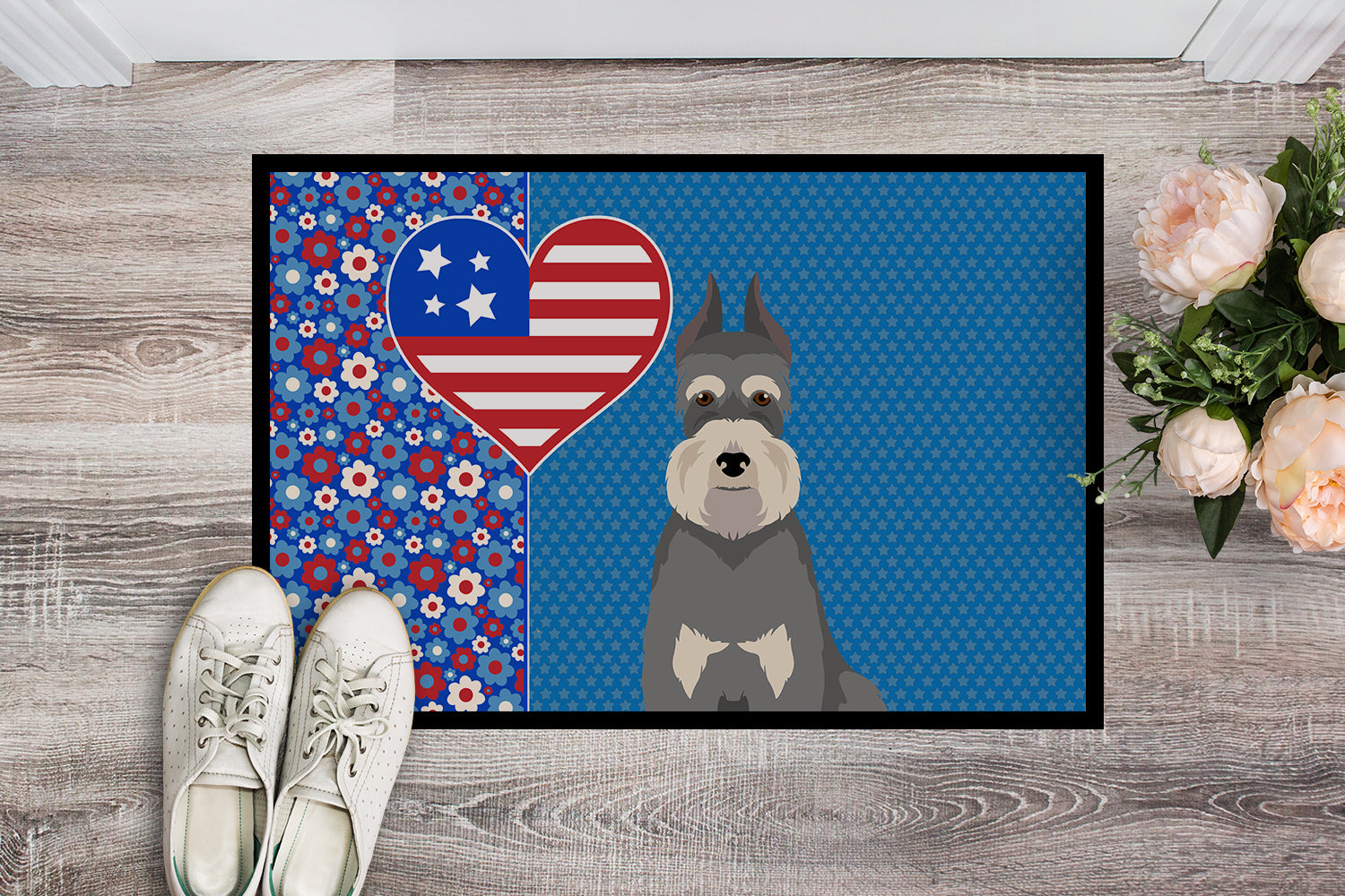 Salt Pepper Schnauzer USA American Indoor or Outdoor Mat 24x36 - the-store.com