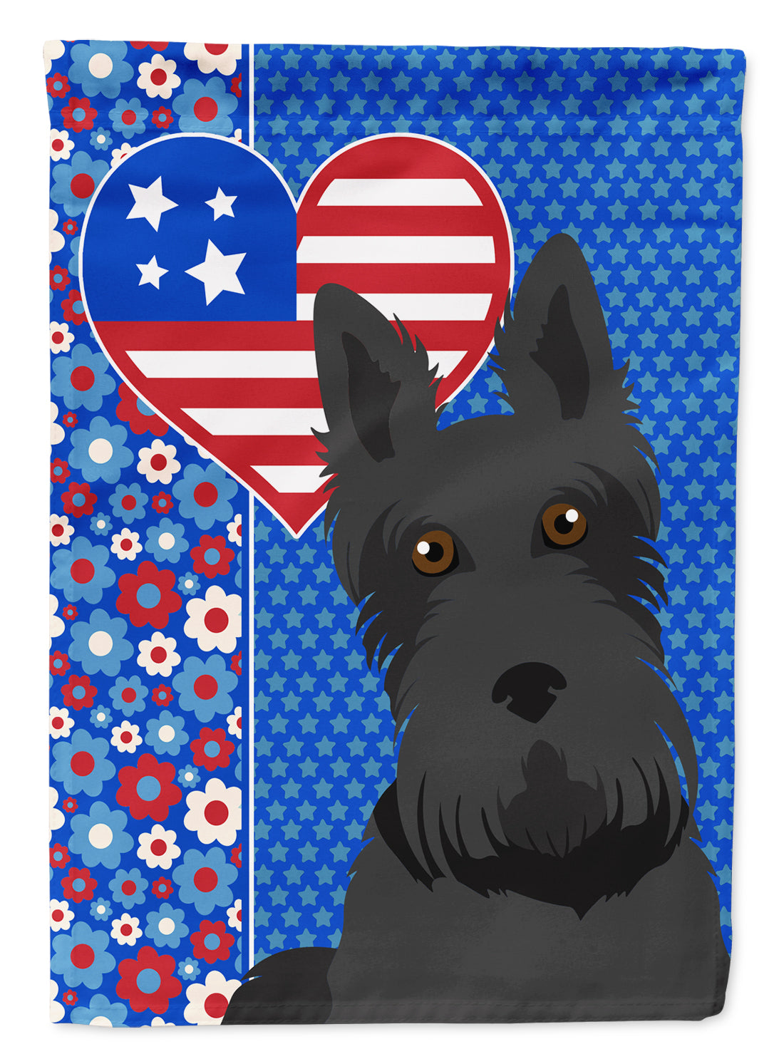 Black Scottish Terrier USA American Flag Garden Size  the-store.com.